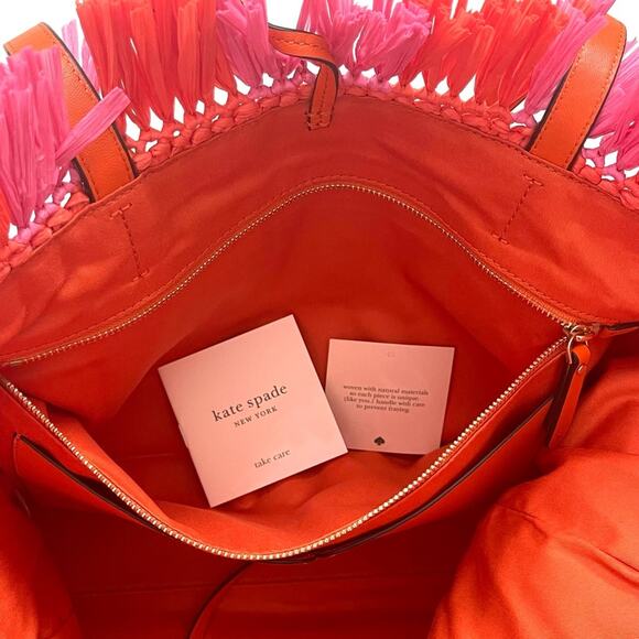 Kate Spade Sam Stripe Straw Tote - Picture 12 of 14